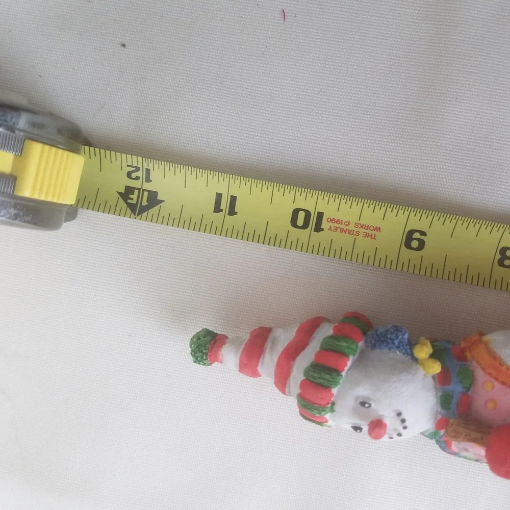 Whimsical Snowman Christmas Figurine ZCMI‎ Wong  Broom Basket tall bunnies